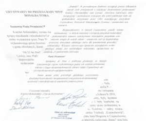 LIST OTWARTY DO PREZESA RADY MINISTRÓW DONALDA TUSKA